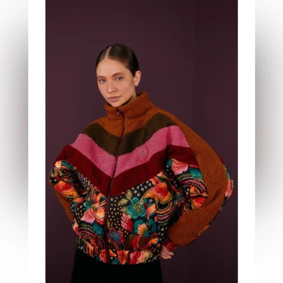 NWT FARM RIO Toucanfly Reversible Floral Print Quilted Puffer Jacket Size L - Picture 4 of 14